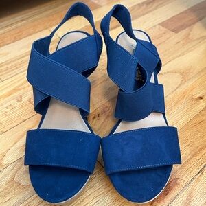 American eagle navy blue cork wedge heels wedges